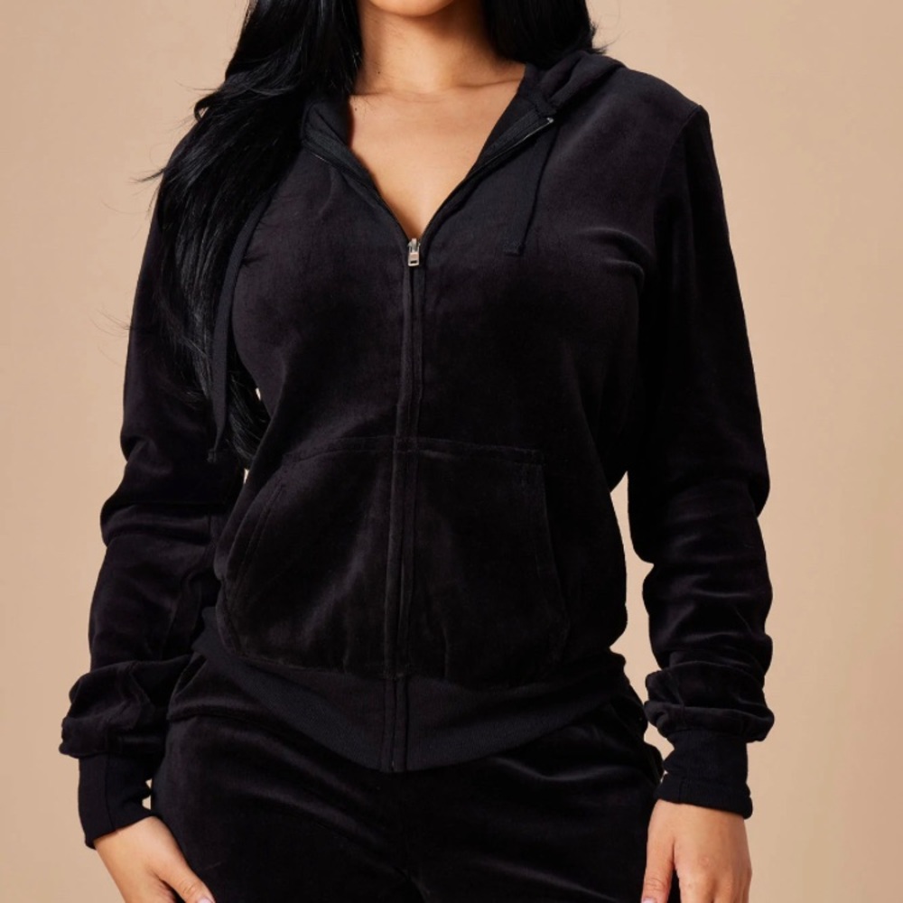 Black Velour Hoodie